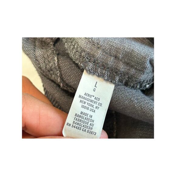 Aerie Werk & Play Corduroy Overalls Smoked Gray Cuffed Straight Leg Size Large - Picture 12 of 13